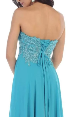 May Queen - MQ1277B Delicate Lace Strapless Corset Prom Gown -Hot Sale WEDDING Store may queen mq1277b delicate lace strapless corset prom gown special occasion dress 31053373767763