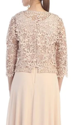 May Queen - MQ1288 Exquisite Bateau Lace Long Evening Dress With Lace Jacket -Hot Sale WEDDING Store may queen mq1288 exquisite bateau lace long evening dress with lace jacket special occasion dress 5659286503481