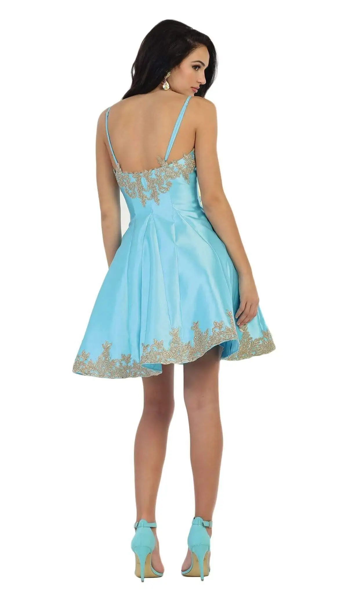 May Queen - MQ1445 Gilded Lace Applique Mikado Cocktail Dress 10 May Queen - MQ1445 Gilded Lace Applique Mikado Cocktail Dress - Image 10