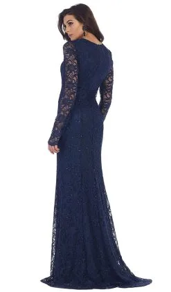 May Queen - MQ1451 Embellished Sheer Jewel Sheath Evening Dress -Hot Sale WEDDING Store may queen mq1451 embellished sheer jewel sheath evening dress special occasion dress 5657810370617