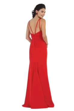 May Queen - MQ1469 Sleeveless Pleated High Front Slit A-Line Dress -Hot Sale WEDDING Store may queen mq1469 sleeveless pleated high front slit a line dress bridesmaid dresses 28213536948307