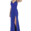 May Queen - MQ1469 Sleeveless V-Neck High Slit A-Line Dress