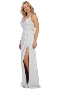 May Queen - MQ1469 Sleeveless V-Neck High Slit A-Line Dress -Hot Sale WEDDING Store may queen mq1469 sleeveless v neck high slit a line dress bridesmaid dresses 30661529206867