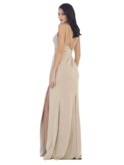 May Queen - MQ1469 Sleeveless V-Neck High Slit A-Line Dress -Hot Sale WEDDING Store may queen mq1469 sleeveless v neck high slit a line dress bridesmaid dresses 30662808010835