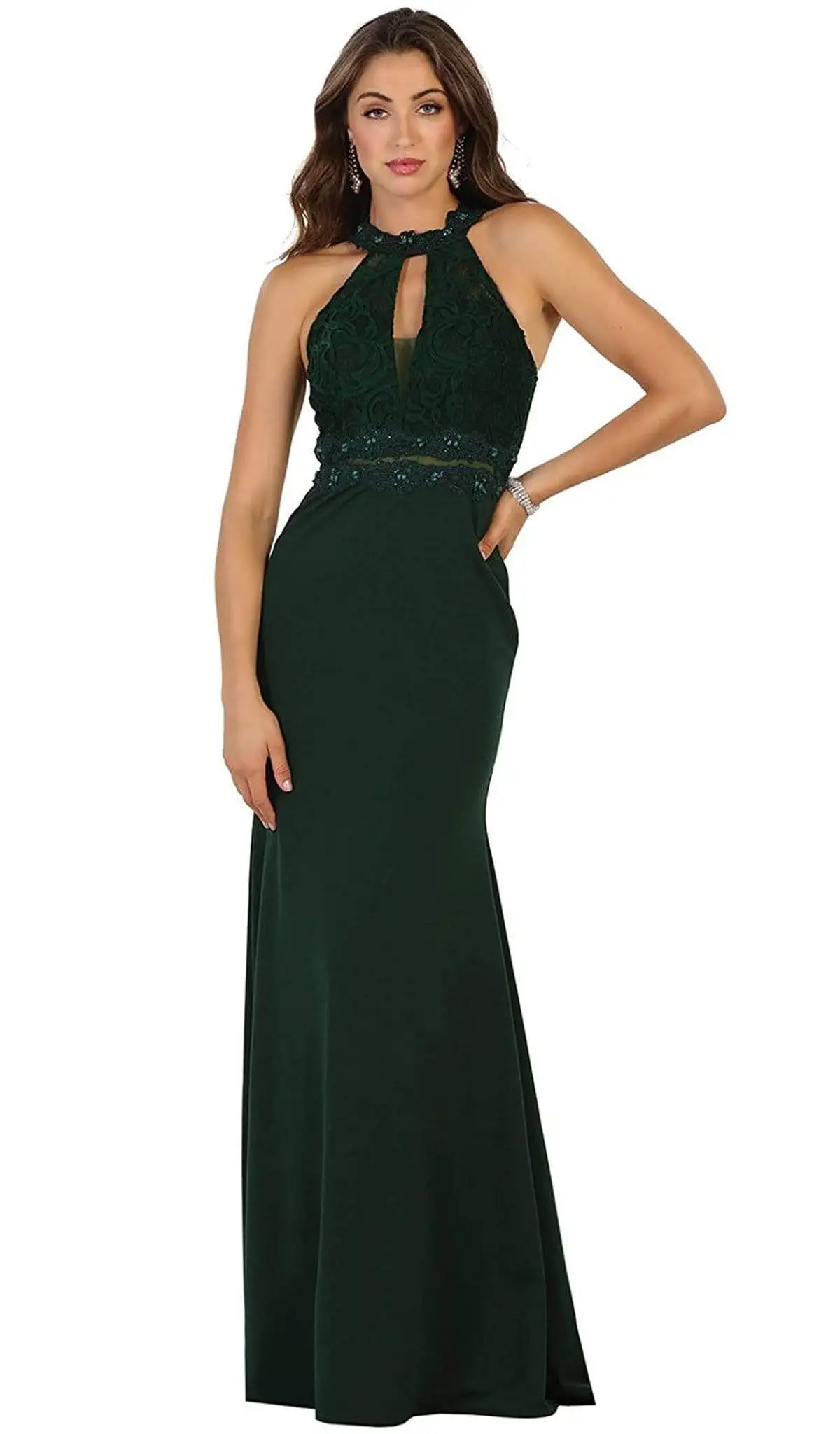 May Queen - MQ1506 Halter Bead Embellished Prom Dress 1 May Queen - MQ1506 Halter Bead Embellished Prom Dress