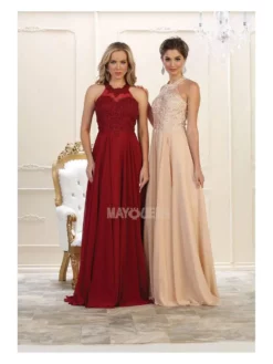 May Queen - MQ1557 Embroidered Halter Neck A-line Dress 10 May Queen - MQ1557 Embroidered Halter Neck A-line Dress -Hot Sale WEDDING Store may queen mq1557 embroidered halter neck a line dress bridesmaid dresses 4 champagne 28213485535315