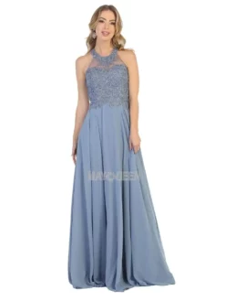 May Queen - MQ1557 Embroidered Halter Neck A-line Dress 11 May Queen - MQ1557 Embroidered Halter Neck A-line Dress -Hot Sale WEDDING Store may queen mq1557 embroidered halter neck a line dress bridesmaid dresses 4 dusty blue 28213486059603