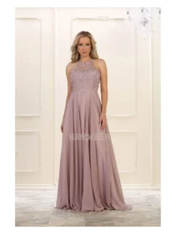 May Queen - MQ1557 Embroidered Halter Neck A-line Dress 14 May Queen - MQ1557 Embroidered Halter Neck A-line Dress -Hot Sale WEDDING Store may queen mq1557 embroidered halter neck a line dress bridesmaid dresses 4 mauve 28213480816723