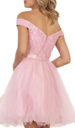 May Queen - MQ1565 Off Shoulder Beaded Tulle Cocktail Dress -Hot Sale WEDDING Store may queen mq1565 off shoulder beaded tulle cocktail dress cocktail dresses 7006712102995