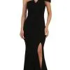 May Queen - MQ1572 Fitted One Shoulder Strap Evening Dress With Slit