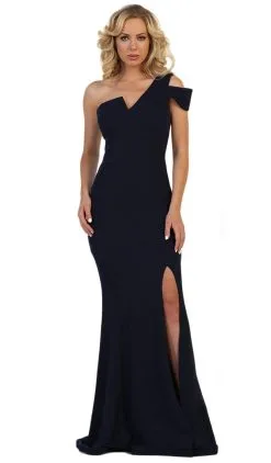 May Queen - MQ1572 Fitted One Shoulder Strap Evening Dress With Slit 10 May Queen - MQ1572 Fitted One Shoulder Strap Evening Dress With Slit -Hot Sale WEDDING Store may queen mq1572 fitted one shoulder strap evening dress with slit special occasion dress 4 navy 5657701023801