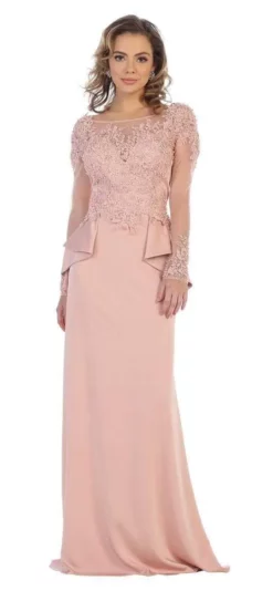 May Queen - MQ1593 Embroidered Illusion Bateau Long Sleeves Dress 11 May Queen - MQ1593 Embroidered Illusion Bateau Long Sleeves Dress -Hot Sale WEDDING Store may queen mq1593 embroidered illusion bateau long sleeves dress mother of the bride m dusty rose 27974252658771