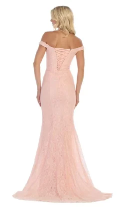 May Queen - MQ1596 Allover Lace Off Shoulder Lace Up Back Mermaid Gown -Hot Sale WEDDING Store may queen mq1596 allover lace off shoulder lace up back mermaid gown bridesmaid dresses 27989517238355