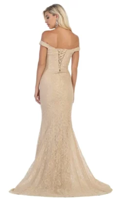 May Queen - MQ1596 Allover Lace Off Shoulder Lace Up Back Mermaid Gown -Hot Sale WEDDING Store may queen mq1596 allover lace off shoulder lace up back mermaid gown bridesmaid dresses 28500618739795
