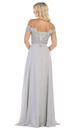 May Queen - MQ1601 Lace Appliqued Chiffon Off Shoulder Formal Gown -Hot Sale WEDDING Store may queen mq1601 lace appliqued chiffon off shoulder formal gown bridesmaid dresses 28825032360019