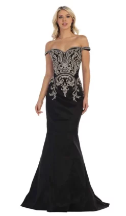 May Queen - MQ1609 Metallic Lace Appliqued Trumpet Gown