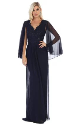 May Queen - MQ1612B Applique V-neck Long Sheath Dress 18 May Queen - MQ1612B Applique V-neck Long Sheath Dress -Hot Sale WEDDING Store may queen mq1612b applique v neck long sheath dress special occasion dress 6xl navy 10823697104979