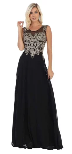 May Queen - MQ1616 Sleeveless Lace Applique Chiffon Long Dress -Hot Sale WEDDING Store may queen mq1616 sleeveless lace applique chiffon long dress bridesmaid dresses 4 black 28080686760019