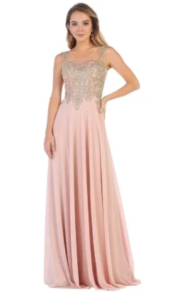 May Queen - MQ1616 Sleeveless Lace Applique Chiffon Long Dress -Hot Sale WEDDING Store may queen mq1616 sleeveless lace applique chiffon long dress bridesmaid dresses 4 rose 28723473940563