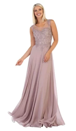May Queen - MQ1620 Embellished Scoop Neck A-line Dress -Hot Sale WEDDING Store may queen mq1620 embellished scoop neck a line dress bridesmaid dresses 4 mauve 28823823974483