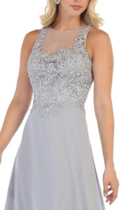 May Queen - MQ1621 Embellished Illusion Jewel A-line Dress -Hot Sale WEDDING Store may queen mq1621 embellished illusion jewel a line dress bridesmaid dresses 28824635474003