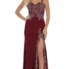 May Queen - MQ1633 Gilded Filigree High Slit Long Gown