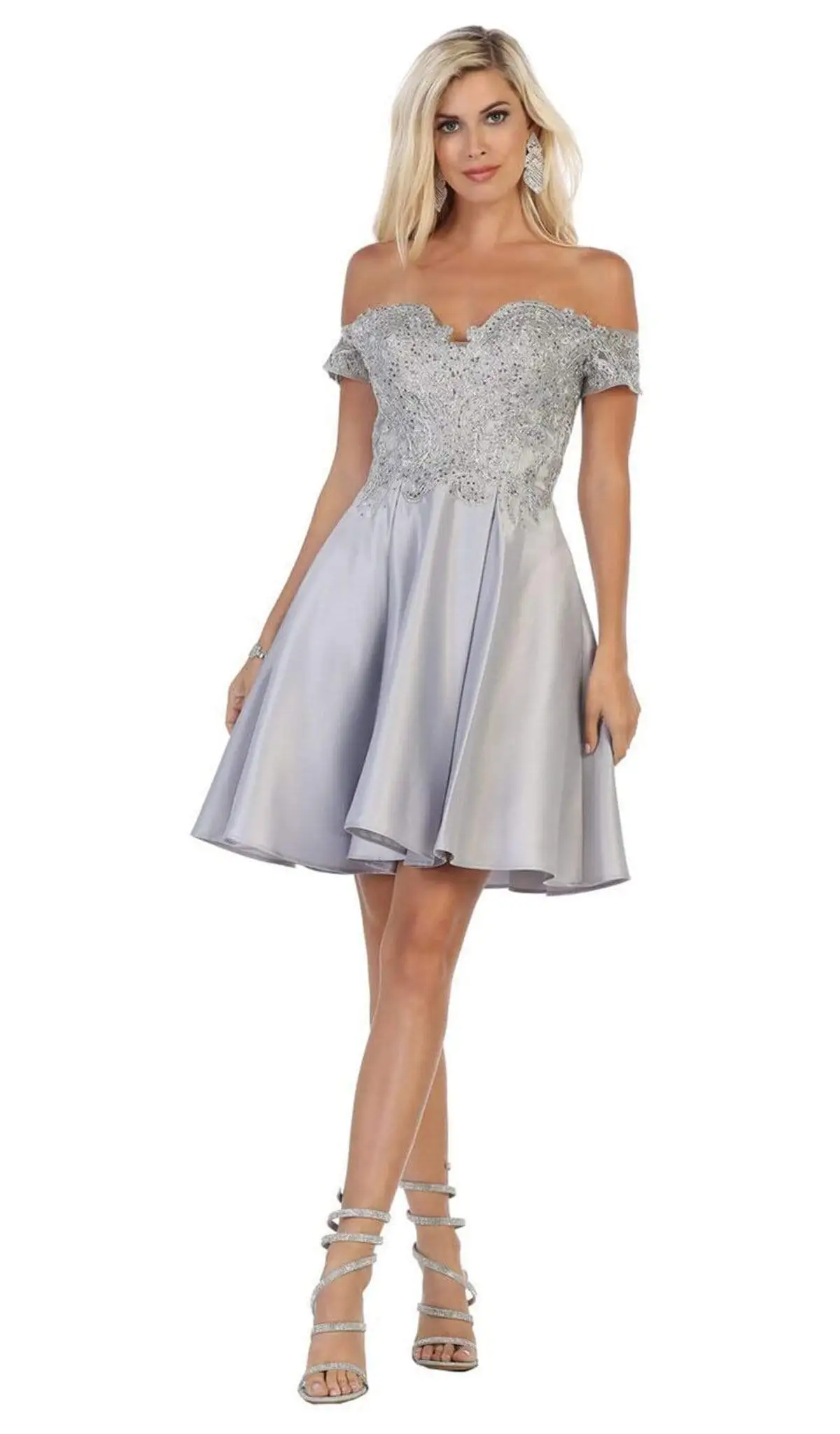 May Queen - MQ1634 Embellished Plunging Off-Shoulder A-line Dress 11 May Queen - MQ1634 Embellished Plunging Off-Shoulder A-line Dress - Image 11