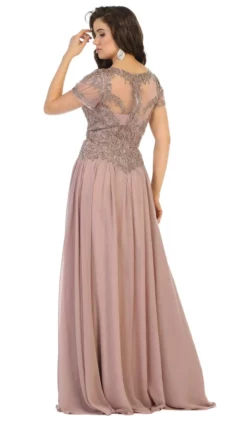 May Queen - MQ1638 Embellished V-neck A-line Dress -Hot Sale WEDDING Store may queen mq1638 embellished v neck a line dress special occasion dress 27974748012627