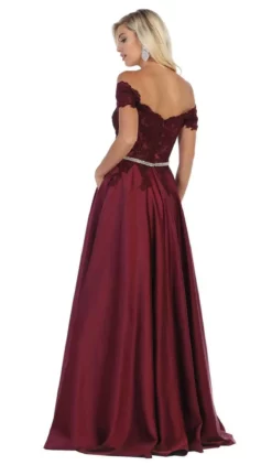May Queen - MQ1639 Lace Off-Shoulder A-Line Dress -Hot Sale WEDDING Store may queen mq1639 lace off shoulder a line dress bridesmaid dresses 28491703255123