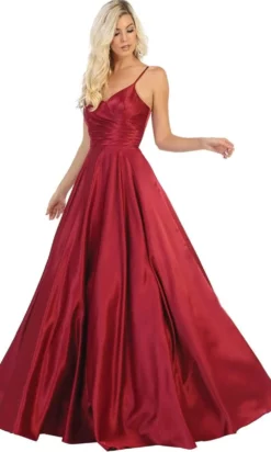 May Queen - MQ1678 Spaghetti Straps Corset Back Long Satin Gown -Hot Sale WEDDING Store may queen mq1678 spaghetti straps corset back long satin gown bridesmaid dresses 2 burgundy 28736583401555