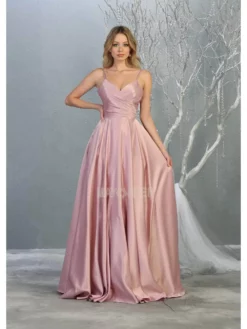 May Queen - MQ1678 Spaghetti Straps Corset Back Long Satin Gown -Hot Sale WEDDING Store may queen mq1678 spaghetti straps corset back long satin gown bridesmaid dresses 2 mauve 31973327306835