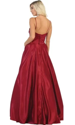 May Queen - MQ1678 Spaghetti Straps Corset Back Long Satin Gown -Hot Sale WEDDING Store may queen mq1678 spaghetti straps corset back long satin gown bridesmaid dresses 28723385794643