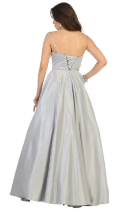 May Queen - MQ1678 Spaghetti Straps Corset Back Long Satin Gown -Hot Sale WEDDING Store may queen mq1678 spaghetti straps corset back long satin gown bridesmaid dresses 28736583434323