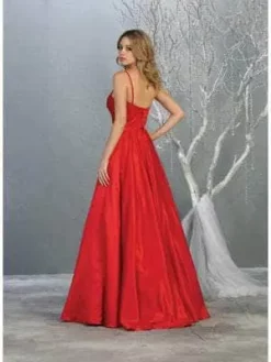 May Queen - MQ1678 Spaghetti Straps Corset Back Long Satin Gown -Hot Sale WEDDING Store may queen mq1678 spaghetti straps corset back long satin gown bridesmaid dresses 30662385074259