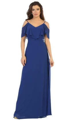 May Queen - MQ1686 Draping Off Shoulder Chiffon Long Dress -Hot Sale WEDDING Store may queen mq1686 draping off shoulder chiffon long dress bridesmaid dresses 4 royal 27975950663763