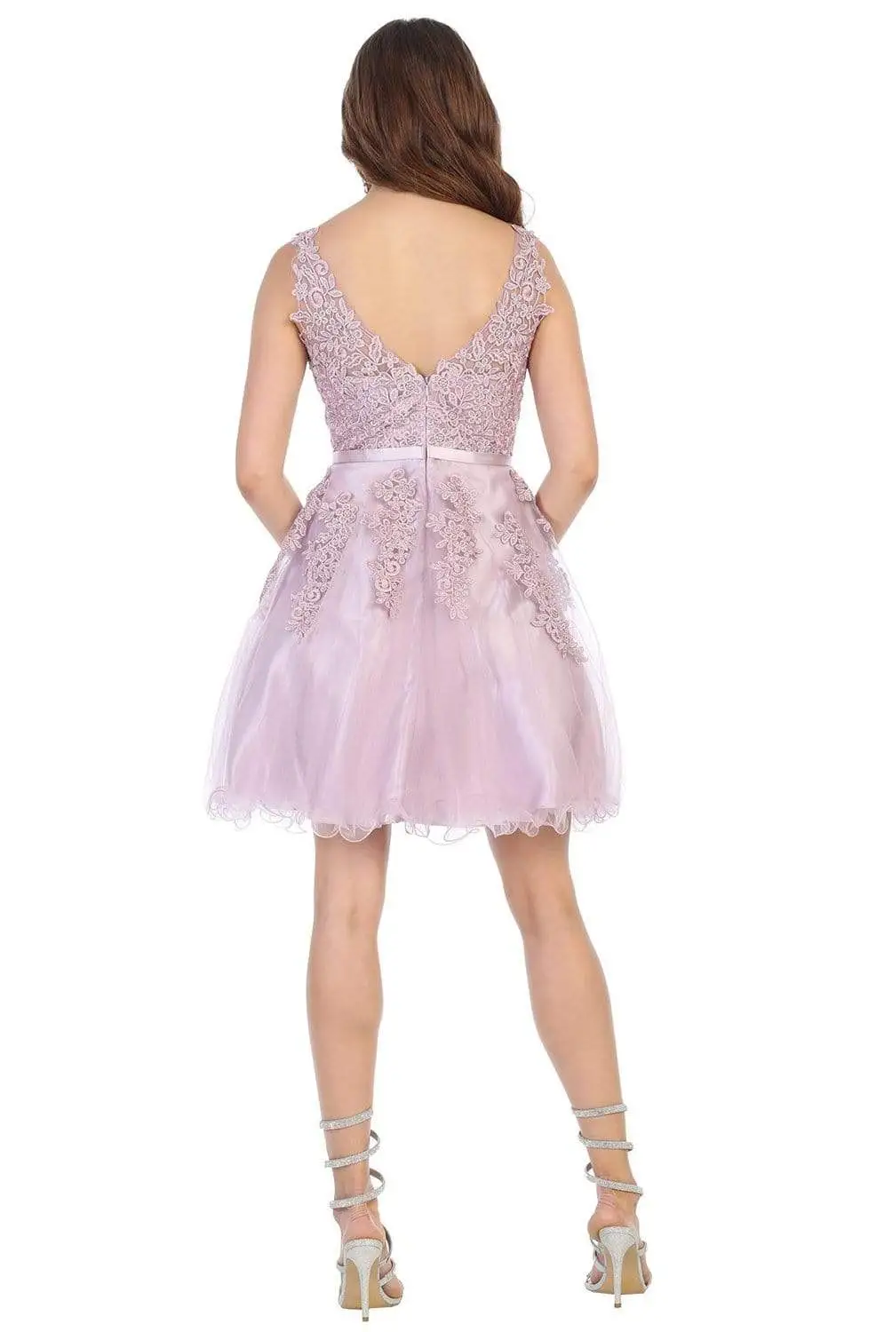 May Queen - MQ1692 Rhinestone-Ornate Appliqued Short Dress 4 May Queen - MQ1692 Rhinestone-Ornate Appliqued Short Dress - Image 4