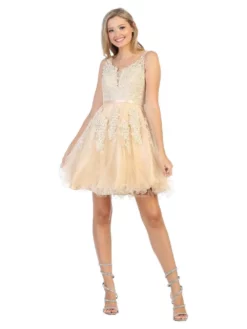 May Queen - MQ1692 Rhinestone-Ornate Appliqued Short Dress 14 May Queen - MQ1692 Rhinestone-Ornate Appliqued Short Dress -Hot Sale WEDDING Store may queen mq1692 rhinestone ornate appliqued short dress cocktail dresses 2 champagne 31973352603731