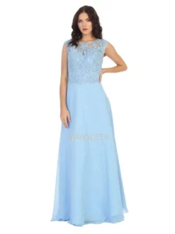 May Queen - MQ1725 Lace Bodice Chiffon A-Line Long Formal Dress -Hot Sale WEDDING Store may queen mq1725 lace bodice chiffon a line long formal dress mother of the bride dresses 4 perry blue 28213227421779