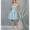 May Queen - MQ1791 Short Sweetheart Bodice Glitter A-Line Dress