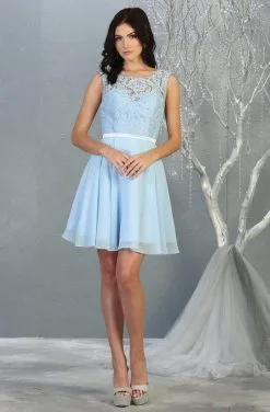May Queen - MQ1814 Lace Chiffon Cocktail Dress With Lace-up Back 10 May Queen - MQ1814 Lace Chiffon Cocktail Dress With Lace-up Back -Hot Sale WEDDING Store may queen mq1814 lace chiffon cocktail dress with lace up back homecoming dresses 2 baby blue 28149139898451