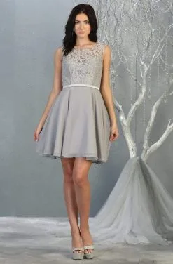May Queen - MQ1814 Lace Chiffon Cocktail Dress With Lace-up Back 14 May Queen - MQ1814 Lace Chiffon Cocktail Dress With Lace-up Back -Hot Sale WEDDING Store may queen mq1814 lace chiffon cocktail dress with lace up back homecoming dresses 2 silver 28149131346003