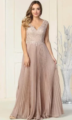 May Queen MQ1836 - Accordion Pleated Skirt Formal Gown -Hot Sale WEDDING Store may queen mq1836 accordion pleated skirt formal gown evening dresses 6 rosegold 31331578249299