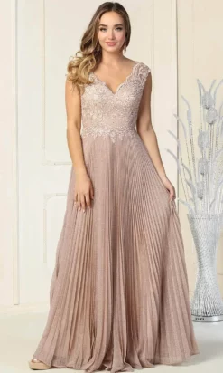 May Queen MQ1836B - Accordion Pleated Skirt Formal Gown -Hot Sale WEDDING Store may queen mq1836b accordion pleated skirt formal gown evening dresses 22 rosegold 31956767801427