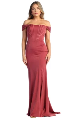 May Queen MQ1909 - Off Shoulder Seamed Prom Gown -Hot Sale WEDDING Store may queen mq1909 off shoulder seamed prom gown prom dresses 4 rose 31627906875475