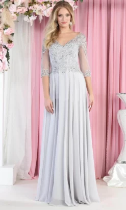 May Queen MQ1936 - Long Sleeve V Neck Evening Dress -Hot Sale WEDDING Store may queen mq1936 long sleeve v neck evening dress evening dresses s silver 32137707192403
