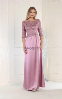 May Queen MQ1969 - Quarter Length Lace Satin Gown -Hot Sale WEDDING Store may queen mq1969 quarter length lace satin gown special occasion dress 32331286970451