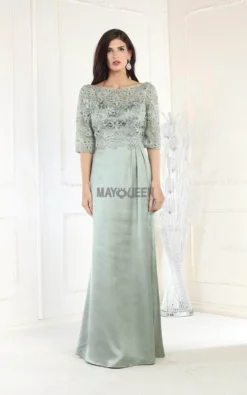 May Queen MQ1969 - Quarter Length Lace Satin Gown -Hot Sale WEDDING Store may queen mq1969 quarter length lace satin gown special occasion dress 32331287035987