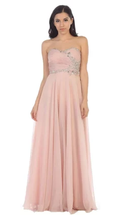 May Queen - MQ981 Embellished Ruched Sweetheart Chiffon Prom Dress -Hot Sale WEDDING Store may queen mq981 embellished ruched sweetheart chiffon prom dress special occasion dress 4 blush 29044438466643