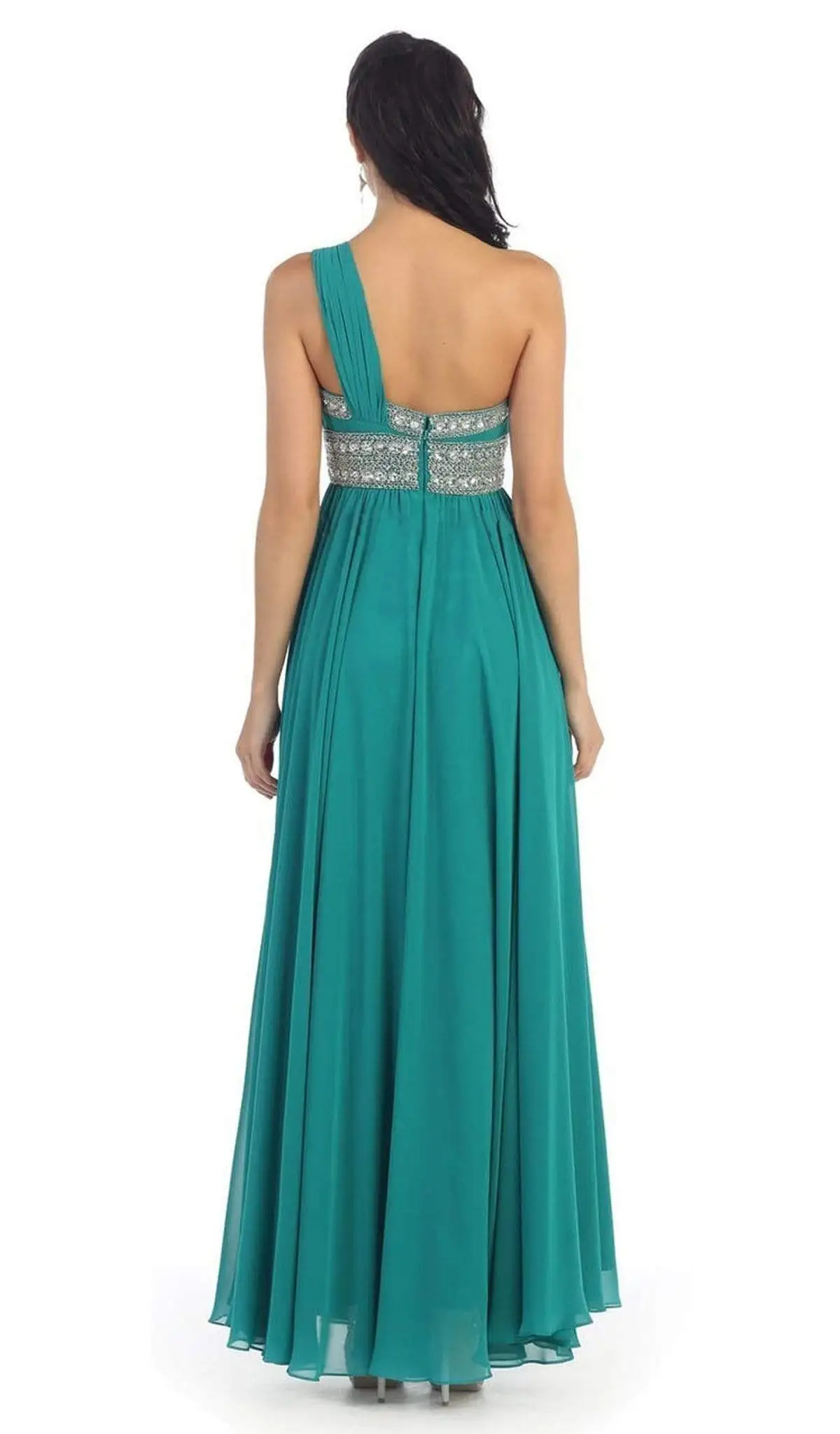 May Queen - One Shoulder Strap Bejeweled Chiffon Dress MQ748 4 May Queen - One Shoulder Strap Bejeweled Chiffon Dress MQ748 - Image 4