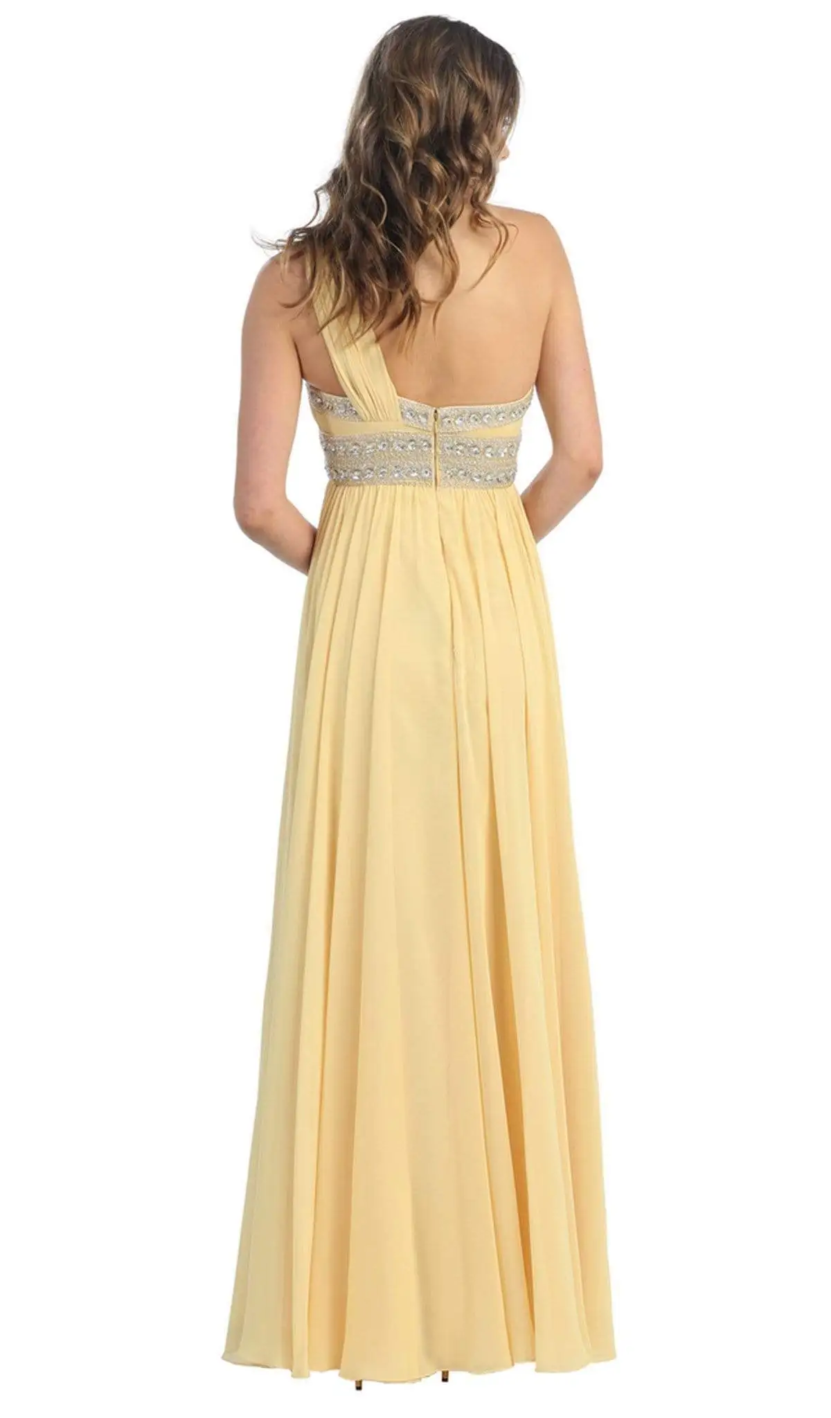 May Queen - One Shoulder Strap Bejeweled Chiffon Dress MQ748 11 May Queen - One Shoulder Strap Bejeweled Chiffon Dress MQ748 - Image 11